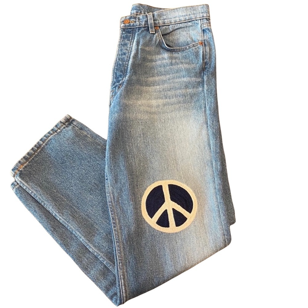Bliss and Mischief Peace Sign Patch Embroidered Denim Jeans Size 25 NWOT - RARE! - Picture 8 of 12